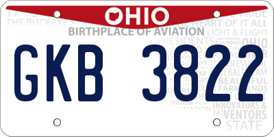 OH license plate GKB3822