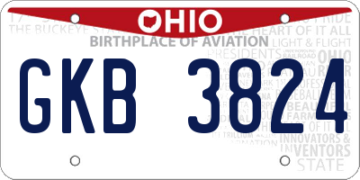 OH license plate GKB3824