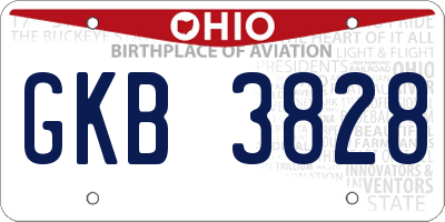 OH license plate GKB3828