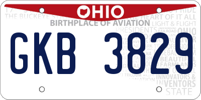 OH license plate GKB3829