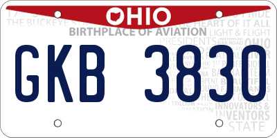 OH license plate GKB3830