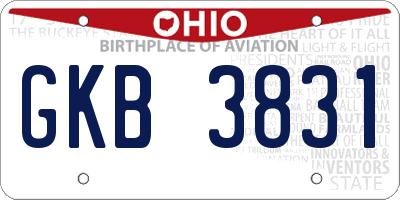 OH license plate GKB3831