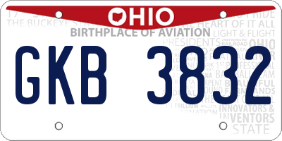OH license plate GKB3832
