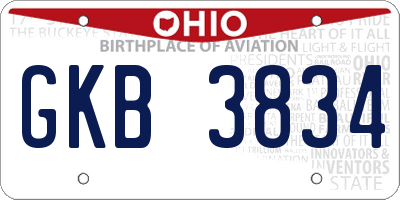 OH license plate GKB3834