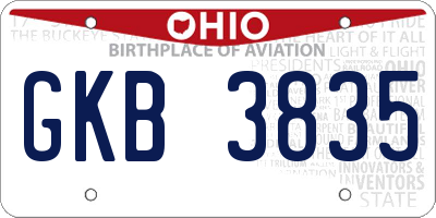 OH license plate GKB3835