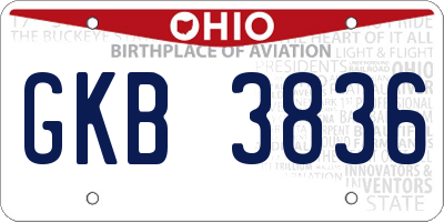 OH license plate GKB3836