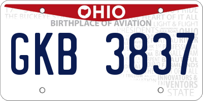 OH license plate GKB3837