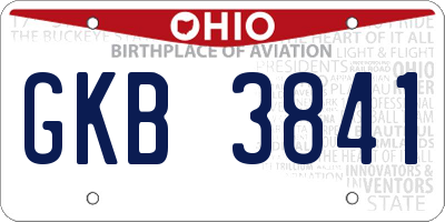 OH license plate GKB3841