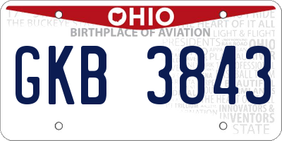 OH license plate GKB3843