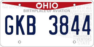 OH license plate GKB3844