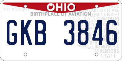 OH license plate GKB3846