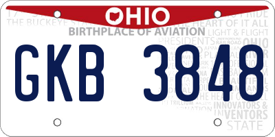 OH license plate GKB3848