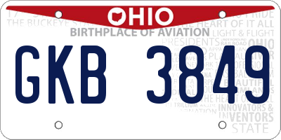 OH license plate GKB3849