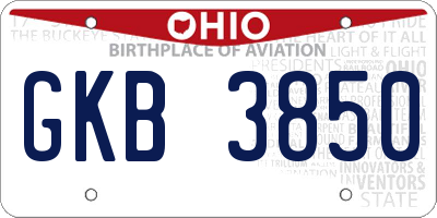 OH license plate GKB3850