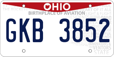 OH license plate GKB3852