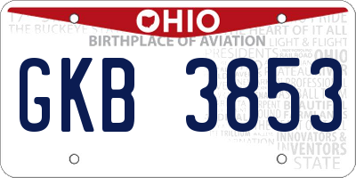 OH license plate GKB3853