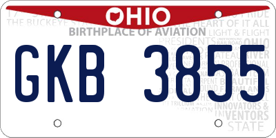 OH license plate GKB3855