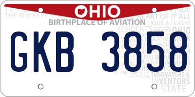 OH license plate GKB3858