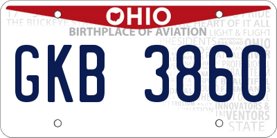 OH license plate GKB3860
