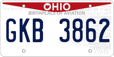 OH license plate GKB3862