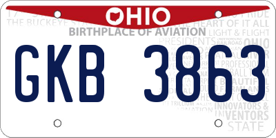 OH license plate GKB3863
