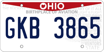 OH license plate GKB3865
