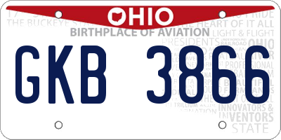 OH license plate GKB3866