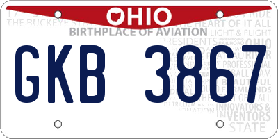 OH license plate GKB3867