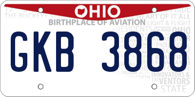 OH license plate GKB3868