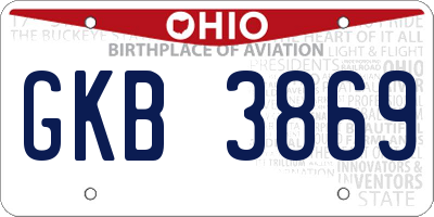 OH license plate GKB3869