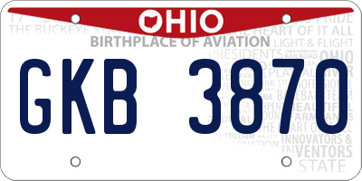 OH license plate GKB3870