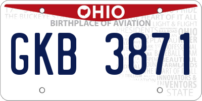 OH license plate GKB3871