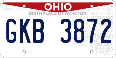 OH license plate GKB3872