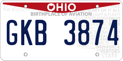 OH license plate GKB3874