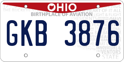 OH license plate GKB3876