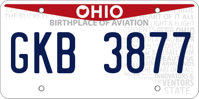 OH license plate GKB3877