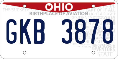 OH license plate GKB3878