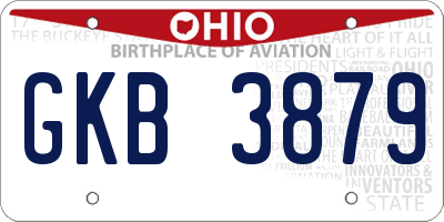 OH license plate GKB3879