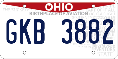 OH license plate GKB3882