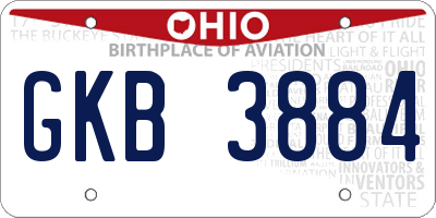 OH license plate GKB3884
