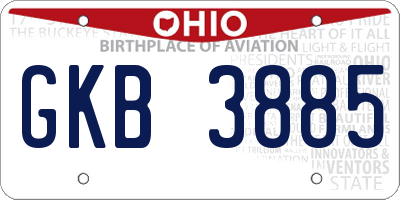 OH license plate GKB3885