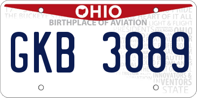 OH license plate GKB3889