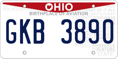 OH license plate GKB3890