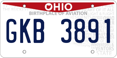 OH license plate GKB3891