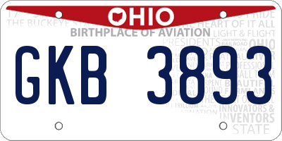 OH license plate GKB3893
