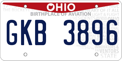 OH license plate GKB3896
