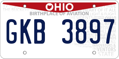 OH license plate GKB3897