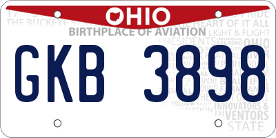 OH license plate GKB3898