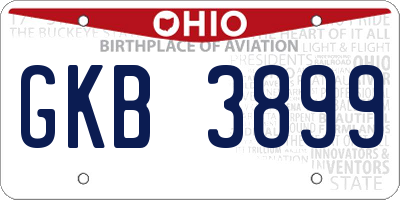 OH license plate GKB3899