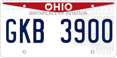 OH license plate GKB3900